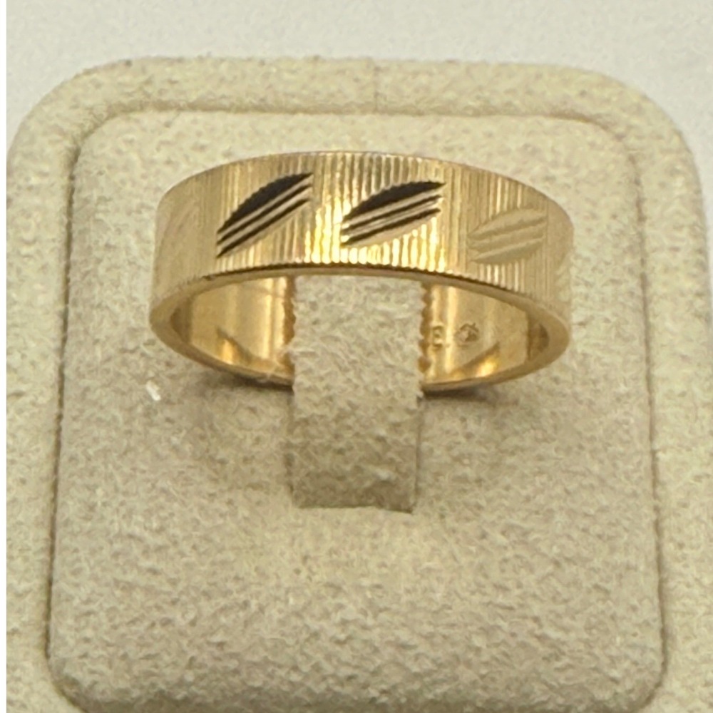 Vintage 18KT HGE Gold Electroplate Textured Band Ring Size 10 Diagonal Slash